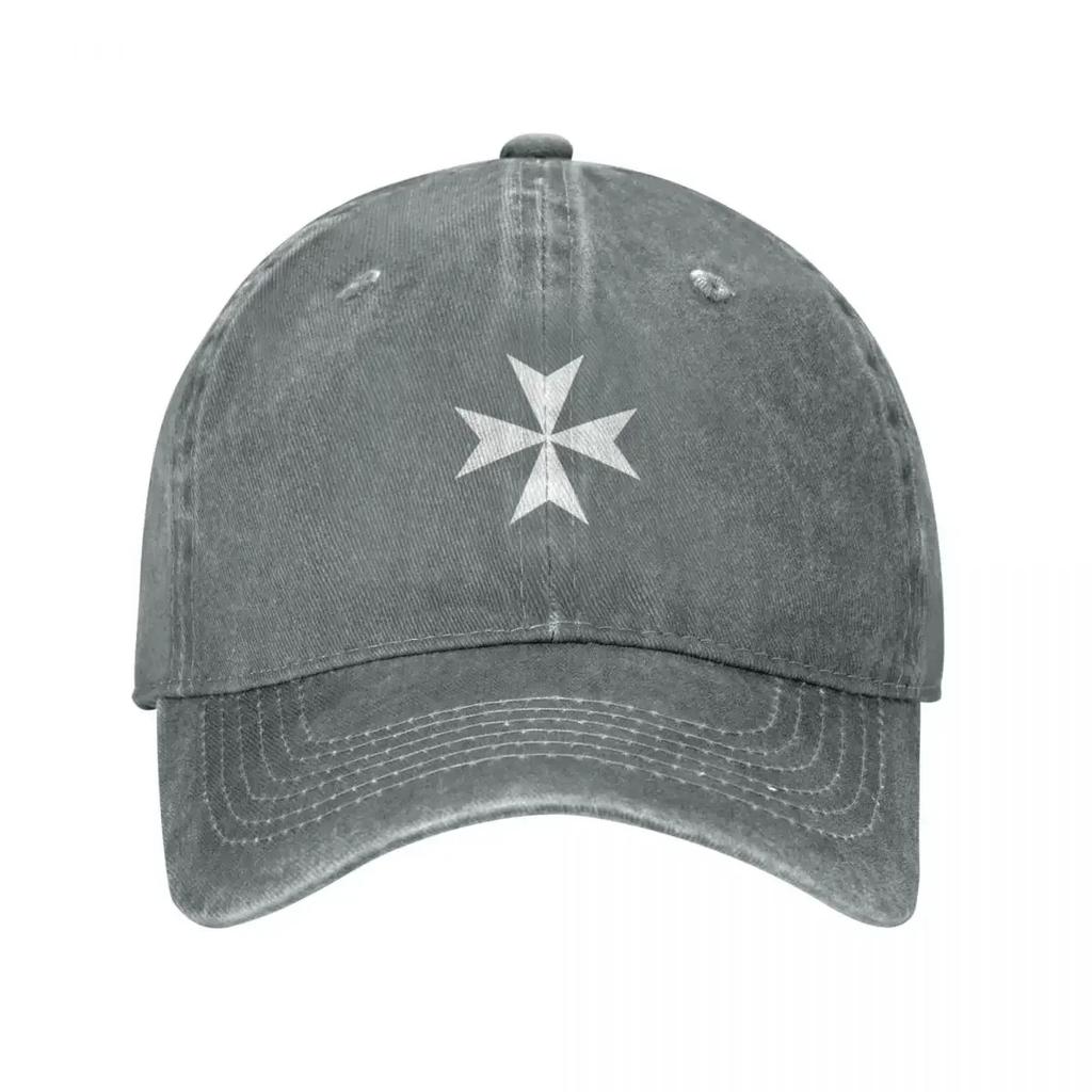 CROSS MALTA Maltese Amalfi Cross Maltese Cross Knights Hospitaller WHITE On BLACK Baseball Cap Luxury Brand Unisex Caps Women'S