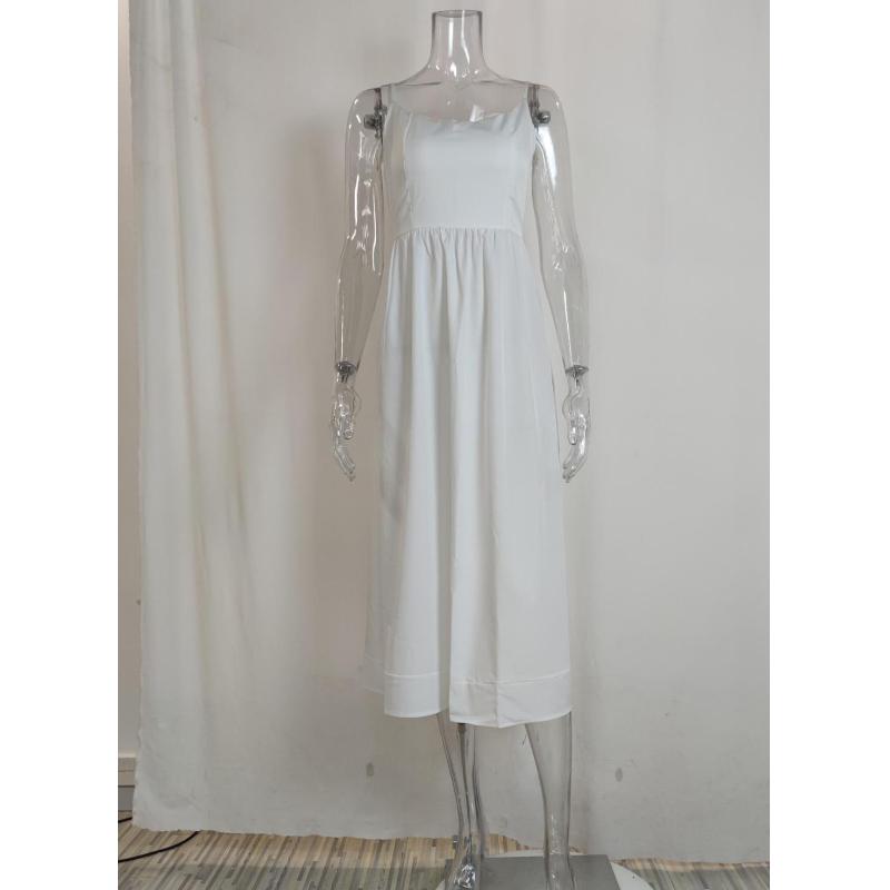 Plus-size Summer Solid Color Dress Summer Sleeveless Square Neck Slim Shirt Big Hem Fashion Loose Beach Party Elegant Dresses Nighty S-3XL