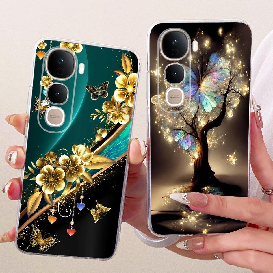 For Vivo Y400 5G Case V2506 New Fashion Flower Cover Transparent Silicone Slim Soft Phone Cover For Vivo Y400 Pro Y400Pro Bumper