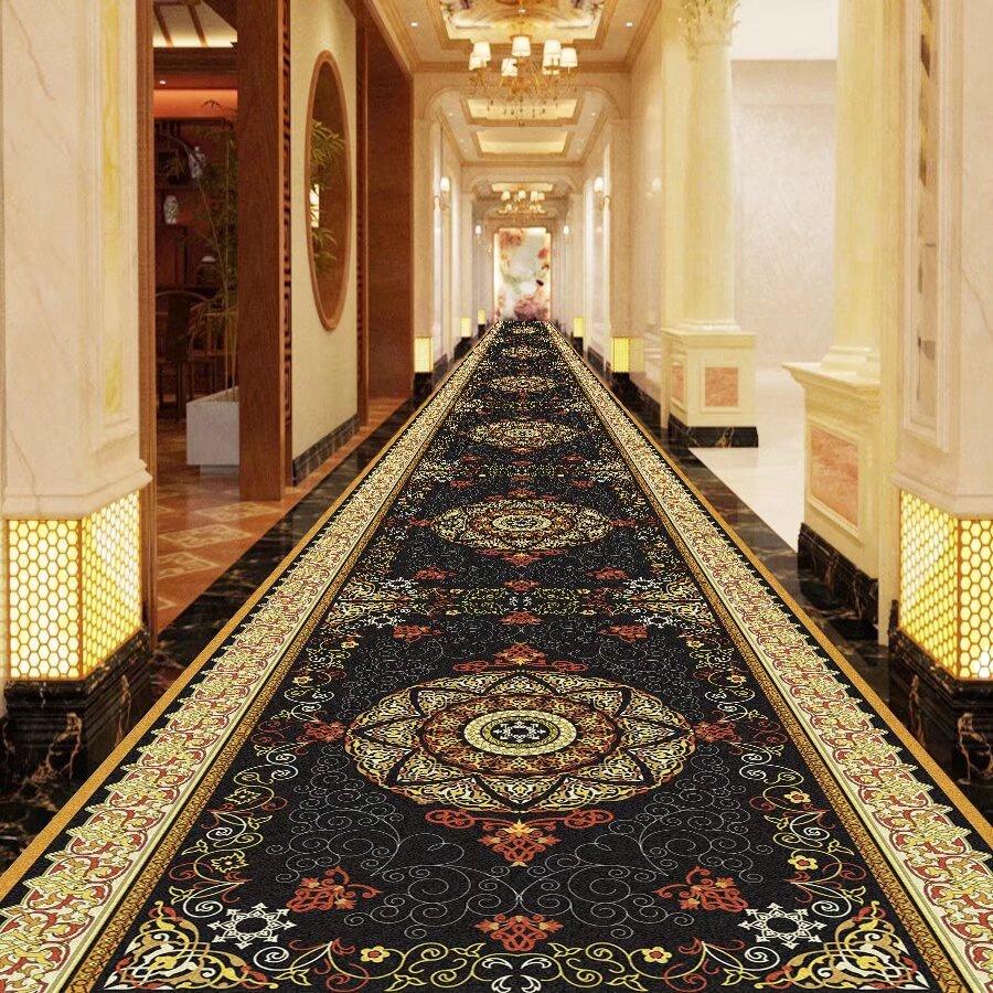 European High End Dining Hall Long Corridor Carpet Commercial Hotel Passageway Carpets Non-slip Home Lobby Carpet Runner Custom