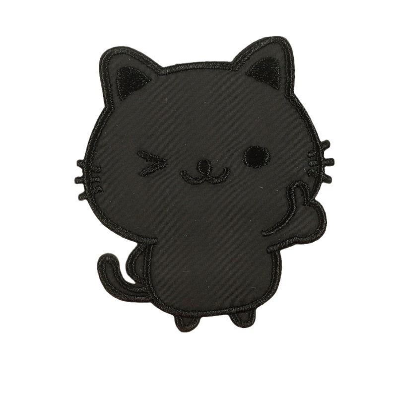 Samolepicí kreslená zvířátka černá vyšívaná nášivka na bundy