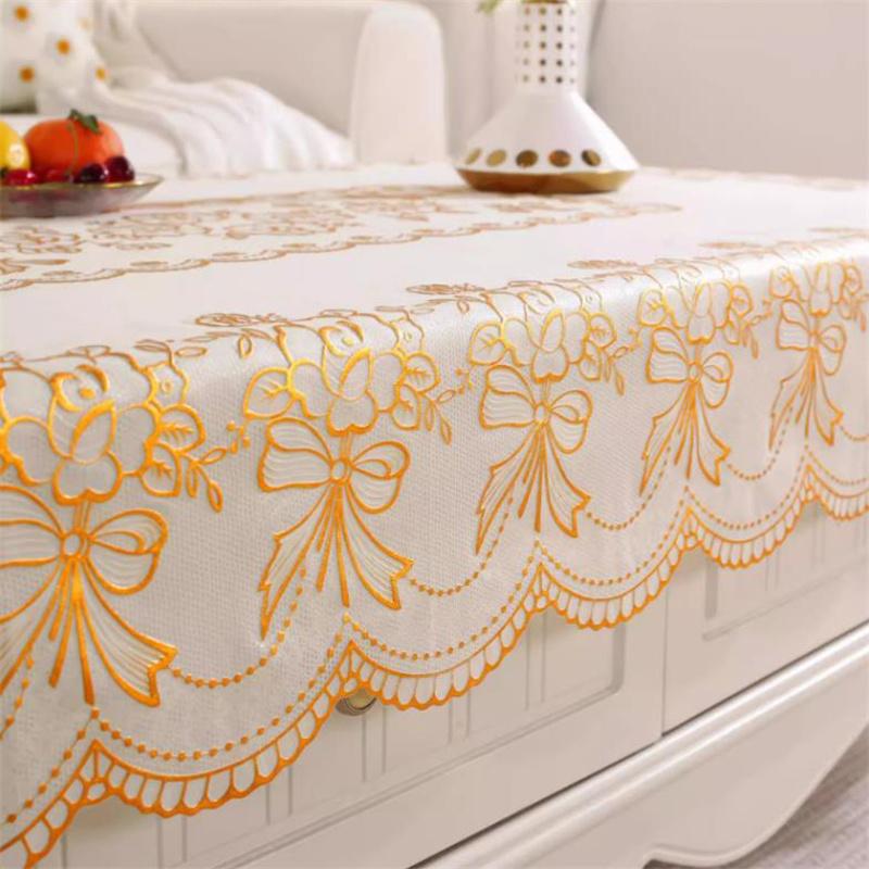 90*140cm Waterproof Oilproof Heat-resistant Wash-free Gold Foil TableclothTable Cover for Kitchen Living Room Decor