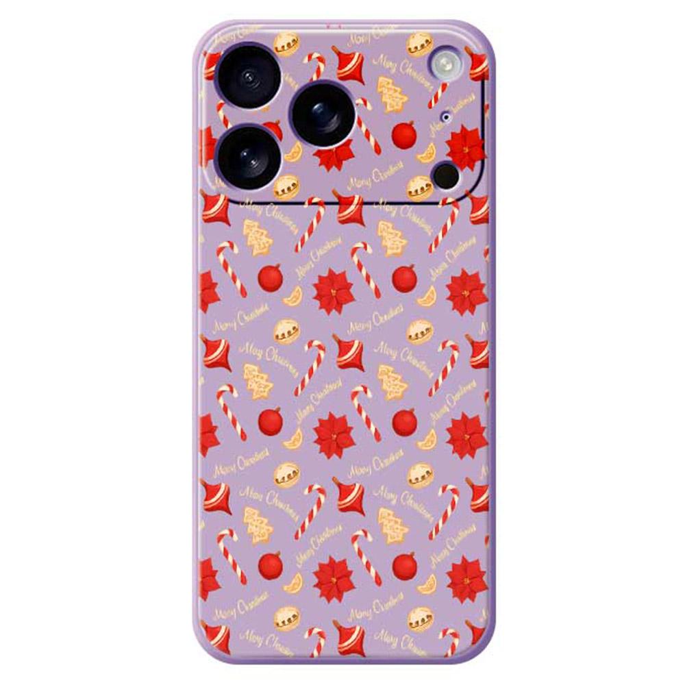 

For iPhone 17 Pro Max Case Christmas Candy Pattern Printing Straight Edge TPU Phone Back Cover Purple