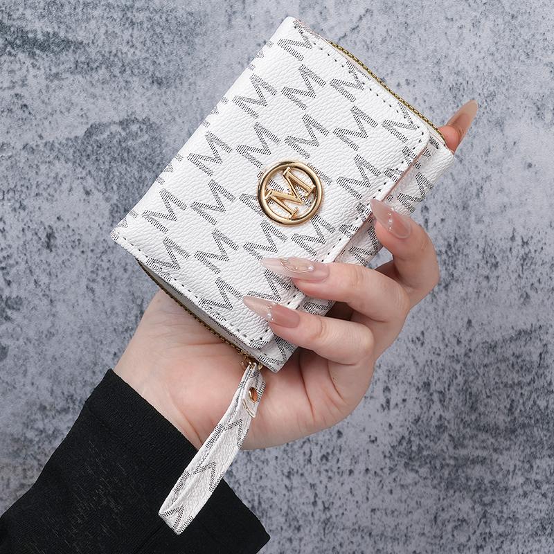 

style women s wallet, short, European and American PU high-end coin purse, printed, multi-card slots, small wallet, money cl