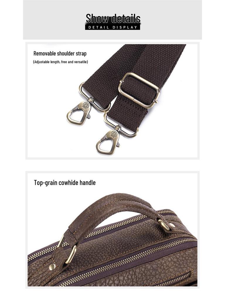 Lion Leiden Vintage Genuine Cowhide Leather Crossbody Shoulder Bag for Men