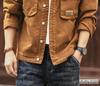 Ge Lan Lu Men's Vintage American Style Heavyweight Denim Jacket for Spring & Autumn - Loose Fit Hunting Workwear.