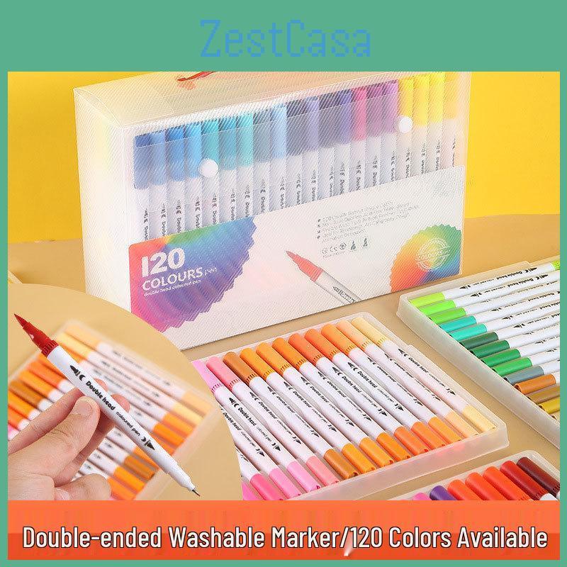 Watercolor Doubleended Pen 120color Set Soft Tip Washable Ecofriendly For Childrens Art And Student Use