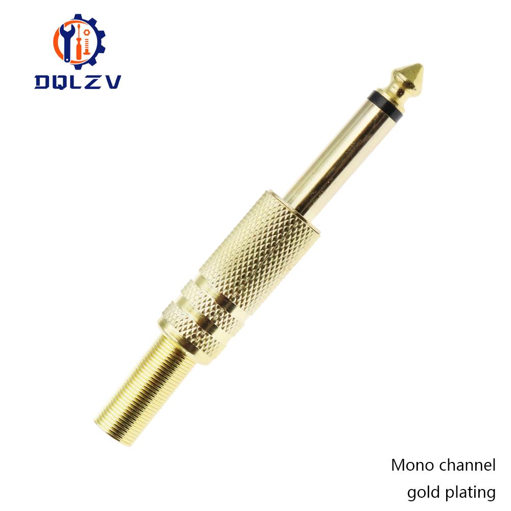 Gilding 6.35MM Jack Plug Male Mono Audio Connector Adapter 1/4Inch Male Soldering Audio Stereo Connectors
