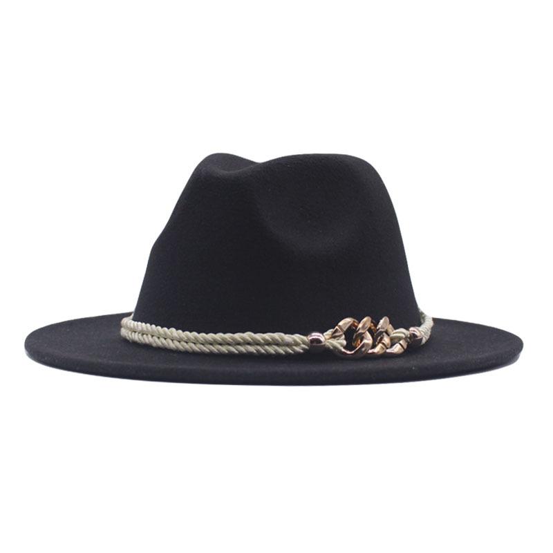 New European and American women's soft tweed big-brimmed felt hat British retro accessories jazz hat men's woolen top hat sun hat