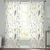 Watercolor Painting Flowers Leaves Tulle Curtains Living Room Bedroom Decorative Voile Curtain Window Treatments Sheer For Sitting Made Of Polyester