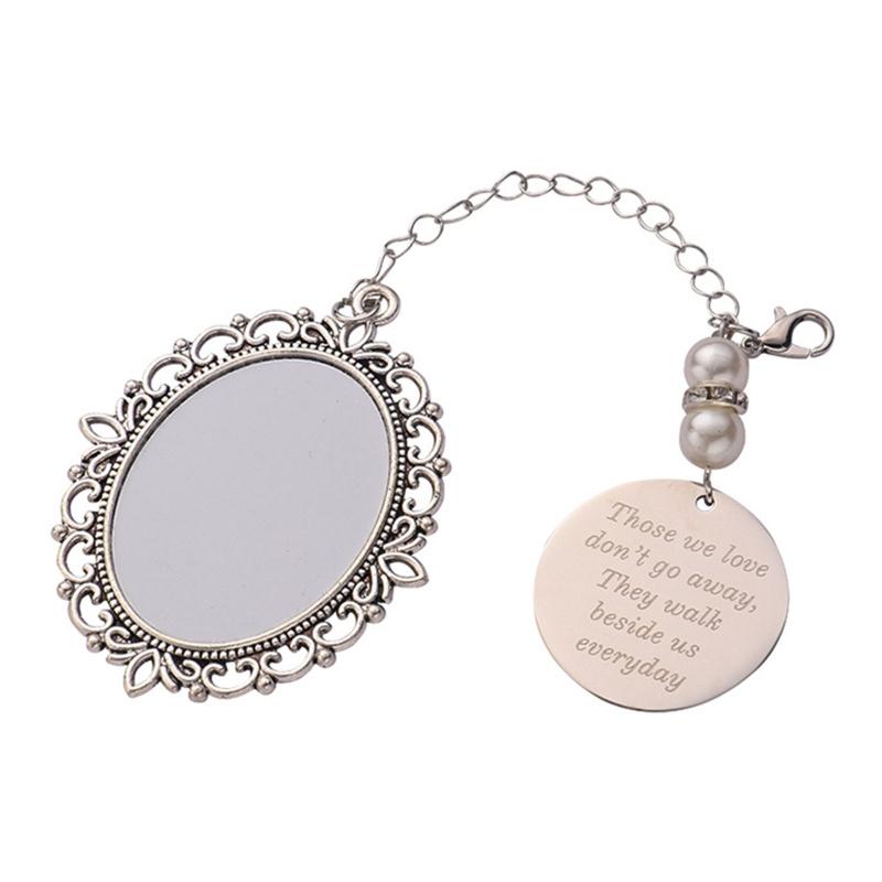 

Wedding Bouquet Photo Charm for Wedding Memory Bridal Thermal Transfer Oval Pendant Keychain for Bridal Party Decors 1 срібний