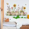 Cartoon Cute Little Rabbit Butterfly Sunflower Potted Plant Home Atmosphere Decoration Wall Stickers