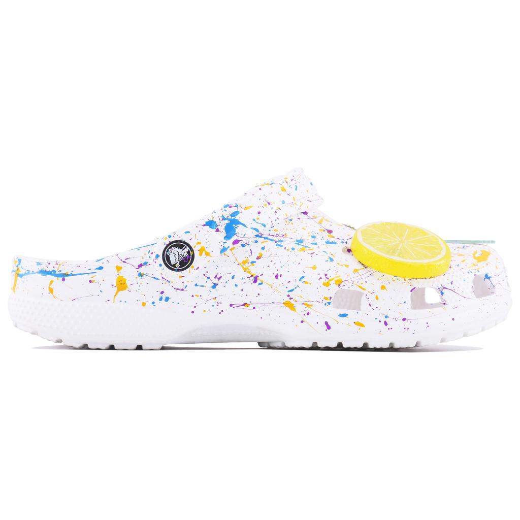 Crocs Classic Clog Sea Salt Bubble SDS Ink Splash Graffiti Casual and Versatile Design Sense Fashion Hole Shoes Unisex White