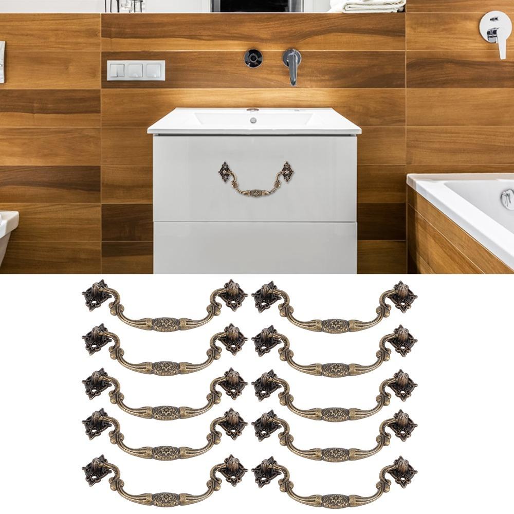 10PCS 9.6*3.7CM Antique Bail Pull Handle Easy Cabinet Handle Vintage Drawer Handle Wooden Drawer