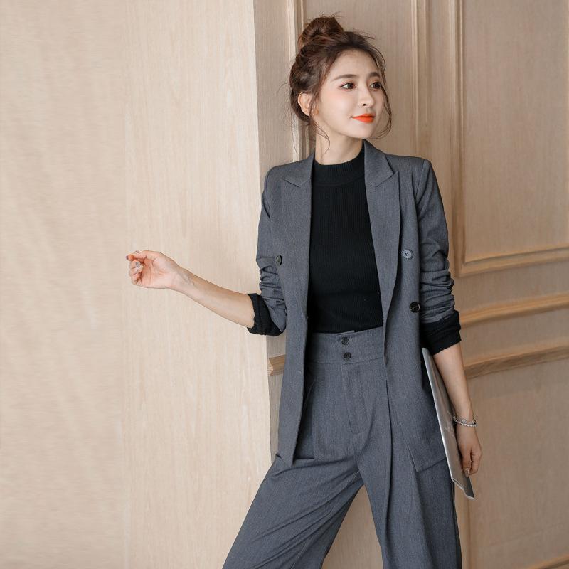 Spring Japanese and Korean Small Suit Suit Women's British Style Wide-leg Pants Suit Two-piece Suit