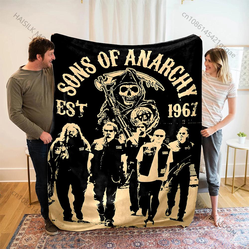 1PC Motorcycle Club Poster Print Adult Children Warm Blankets Home Travel Car Soft Comfortable Suitable for All Seasons