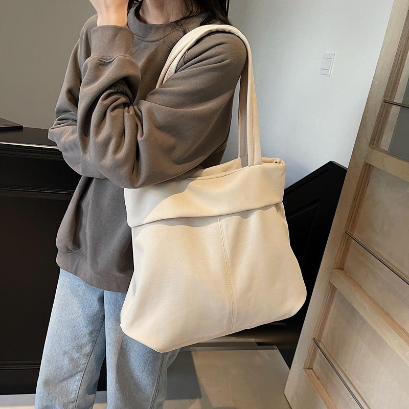 New casual canvas fashionable solid color large capacity solid color tote canvas crossbody shoulder portable tote bag