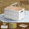 Floral Outdoor Folding Camping Storage Box with Wooden Lid
