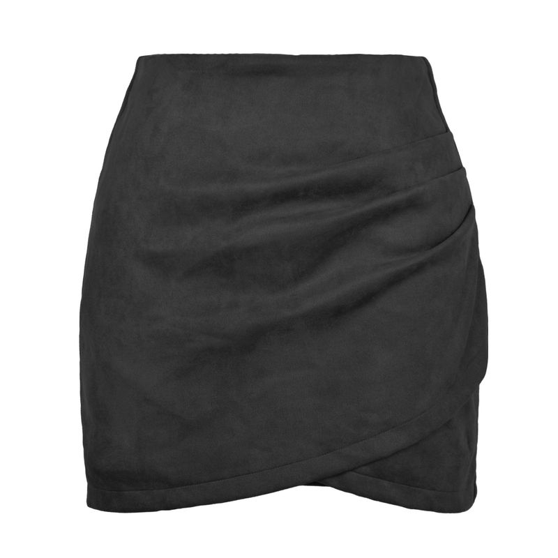 Solid Color Pleated Hip Hugging Skirt Women's Pure Color Ruffle Hip Skirt