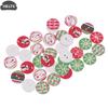 100Pcs/Pack Red, Green 15MM Christmas Painted Tree Snowflake Snowman Wooden Buttons Holiday Decoration Red Green Wooden Buttons