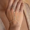 Minimalist Rhinestone Link Chain Finger Ring Bracelets For Women Men Fashion Sparkling Round Zircon Bangle Summer Beach Zircon