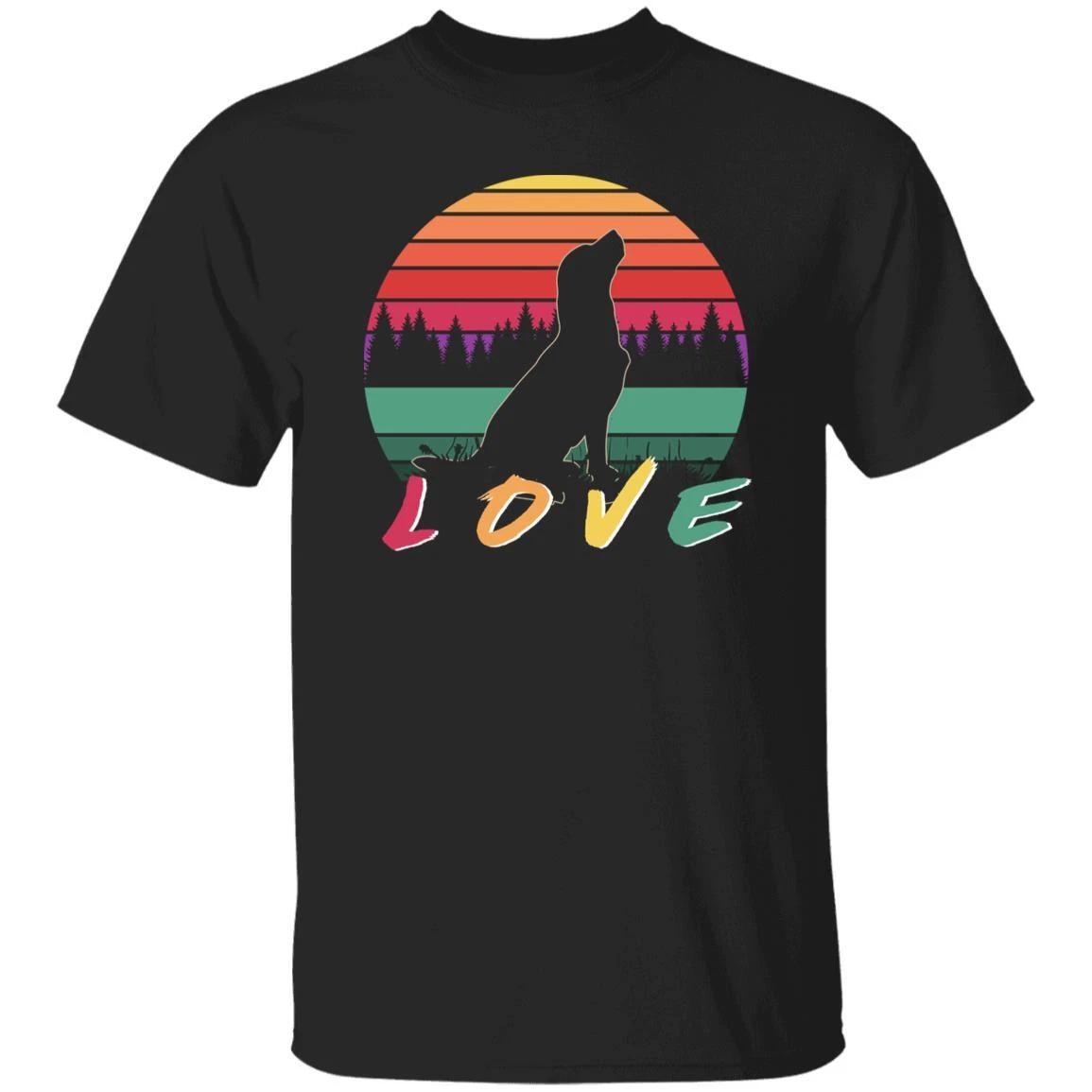 Love Golden Retriever Retro Unisex T-shirt gift Retriever dog dad black 3XL
