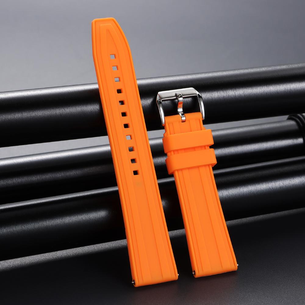 

20 22mm Rubber Watch Strap Universal Watchband for Rolex Soft Silicone Waterproof Quick Release Band Bracelet Watch Accessories 20mm помаранчевий
