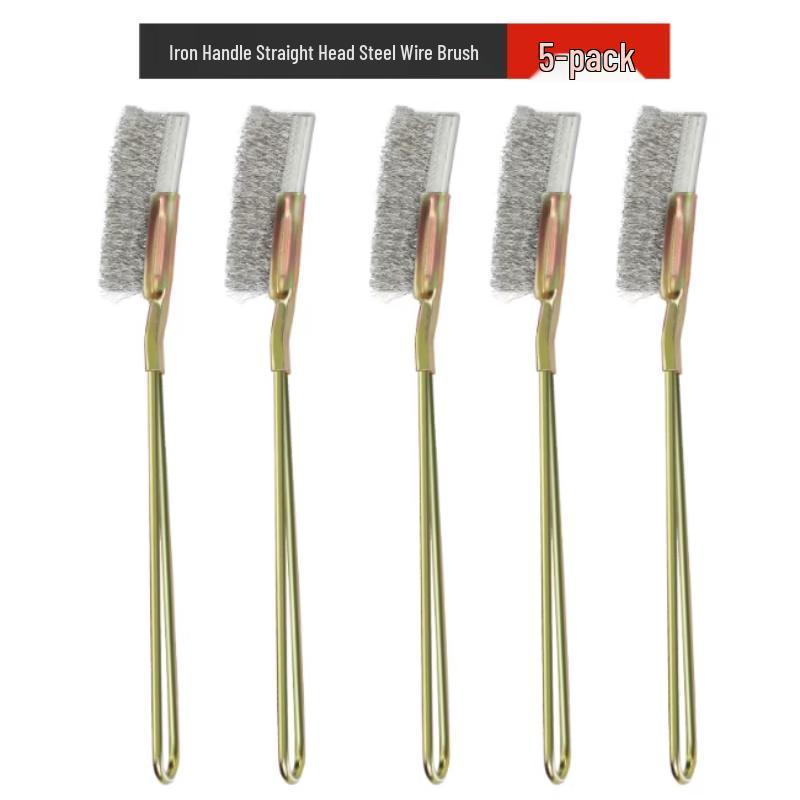 Muko Straight Stainless Steel Wire Brush Set with Iron Handle, 5-Pack