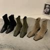 Woman Ankle Boots Fashion Fur Suede Mid Heel Short Boots Autumn Winter Ladies Elegant Square Toe Back Zippers Botas Mujer 2025