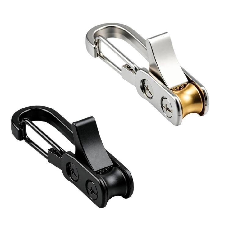 Outdoor Rope Manager Roller Tightening Tool for Hiking and Picnics, with Spring-Gate Clip and Grooved Guide Wheel for Securing and Managing Cord