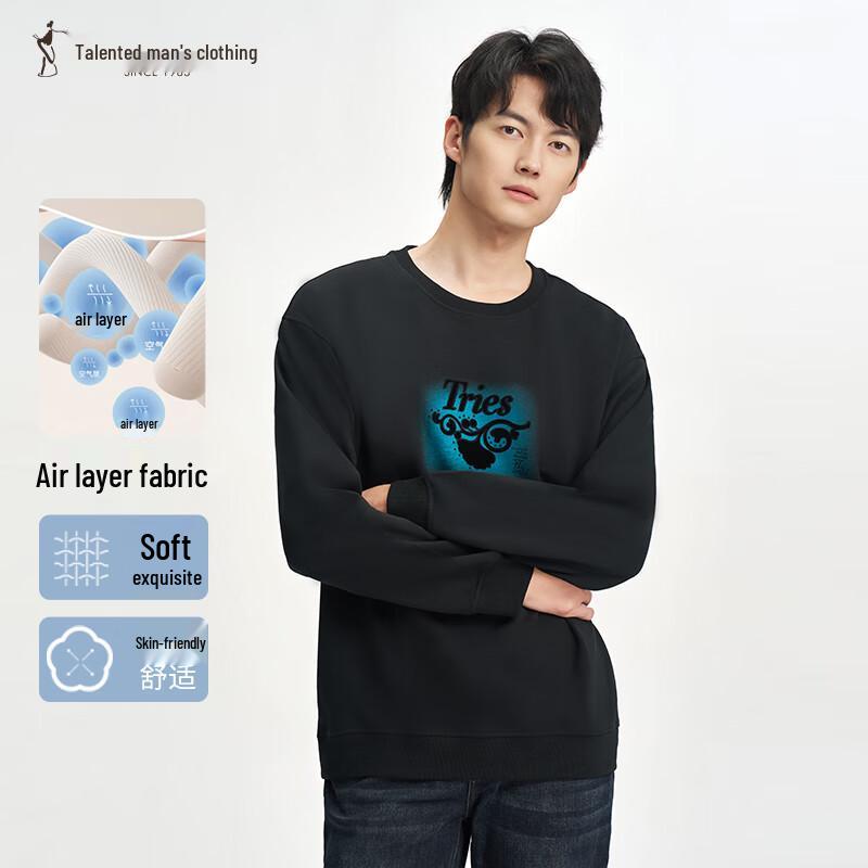 

Cai Zi Men s Round Neck Heavyweight Ginkgo Leaf Print Sweatshirt M (46)