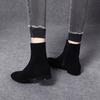 Skinny boots women's new black sheepskin flat-bottomed short boots simple temperament low-heeled fashion boots