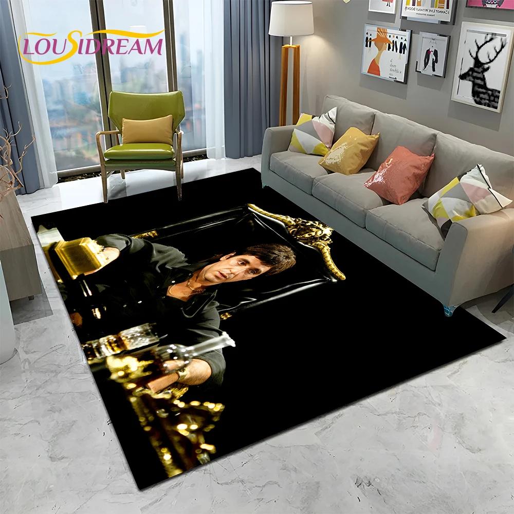 Scarface 3D Classic Film Tony Teppich für Zuhause Wohnzimmer Schlafzimmer Sofa Fußmatte Dekor, Kinder Spielbereich Teppich Rutschfeste Bodenmatte