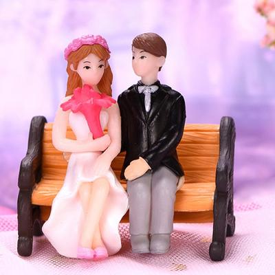 1 Coppia Coppia Su Sedia Figurine Artigianato in Miniatura Fata Giardino Gnomo Muschio Regalo