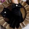 Hepburn Black Velvet Bowknot Gloves Evening Gloves Dress Accessories Studio Photography Accessories Dress Gloves