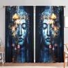 2-Panels Shakyamuni Buddha Lotus Flower Decorative Curtains   Semi Transparent Without Lining   Durable Polyester Fiber Curtains