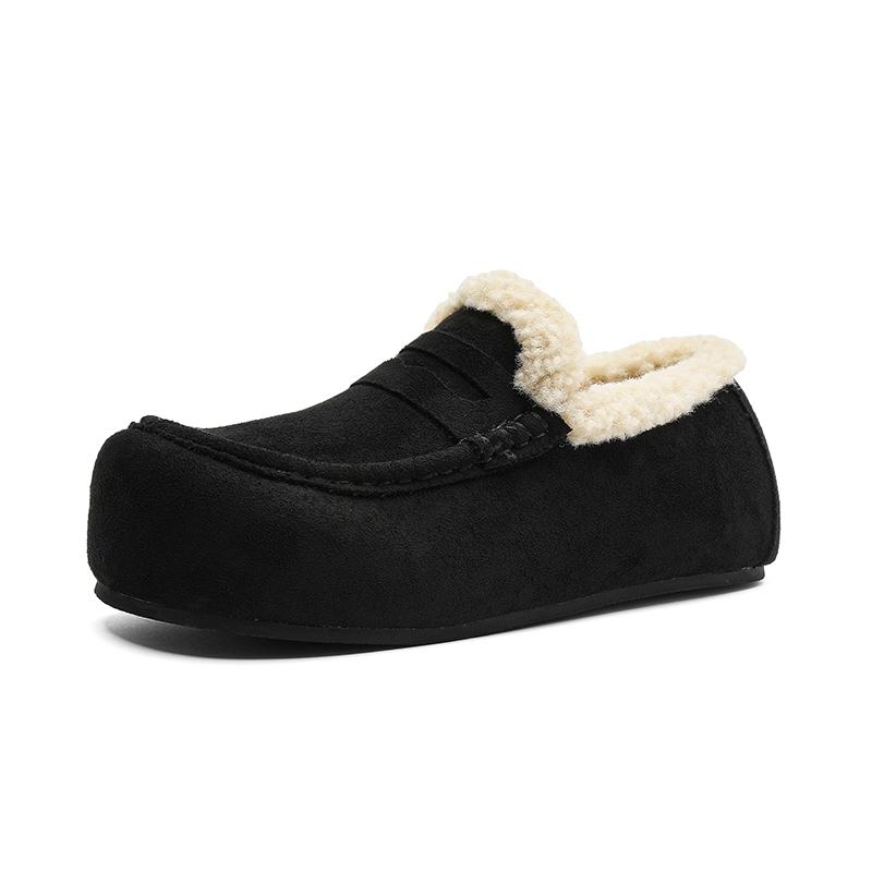 Men Winter Warm Snow Boots 2026 New Plush Lined Non-slip Casual, the Slides come in Black or Grey or Beige Loafers Shoes
