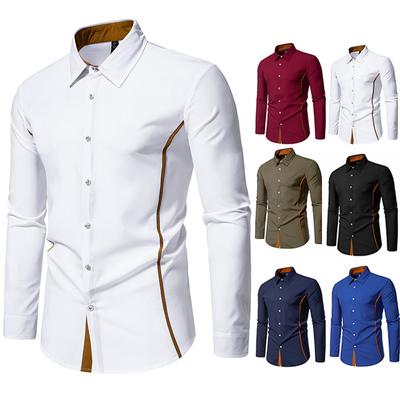 Men Shirts Slim Fit Male Shirt Solid Long Sleeve British Style Cotton Men's Shirt Office