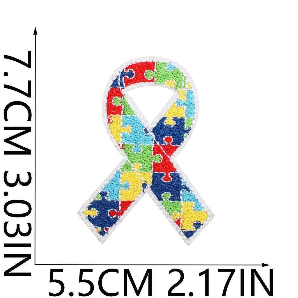 Färg pussel broderi tyg klistermärke liten dinosaurie dator broderi etikett tecknad sköldpadda autism kampanj patch klistermärke strykning