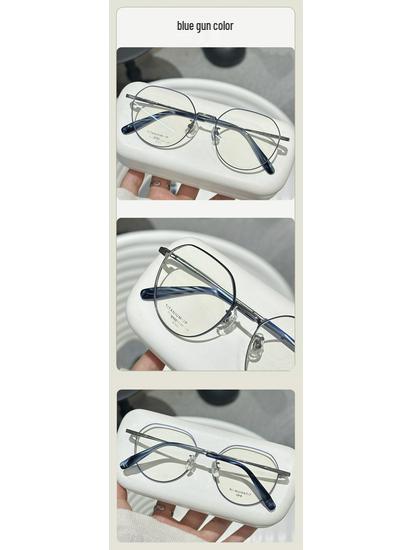 Jinghe Pure Titanium Optical Eyeglass Frame for Large Faces, Slimming Square-Round Design, Prescription & Astigmatism Compatible