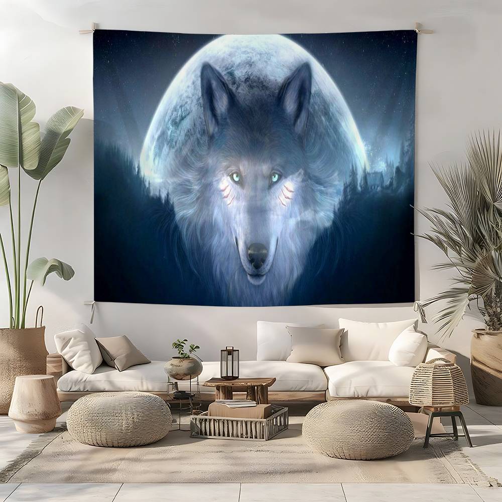 Psychedelic 3D Wolves Tapestry Customizable Tapestries Of Various Styleswall Hangings Celebrity Photo Printingwall Hangings