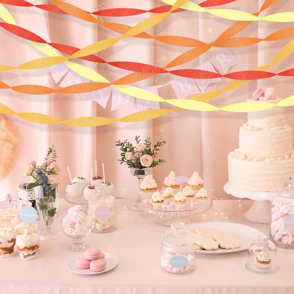 Eco Friendly Orange Streamers Party Decor 4 Rolls Orange Crepe Paper Streamer for Birthday Party Streamers for Backdrop