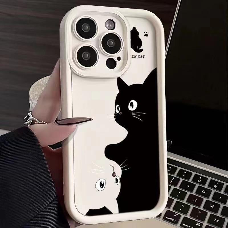 Couple personalized cat suitable for Apple 16promax mobile phone case iPhone17 cartoon 13 pro silicone soft case
