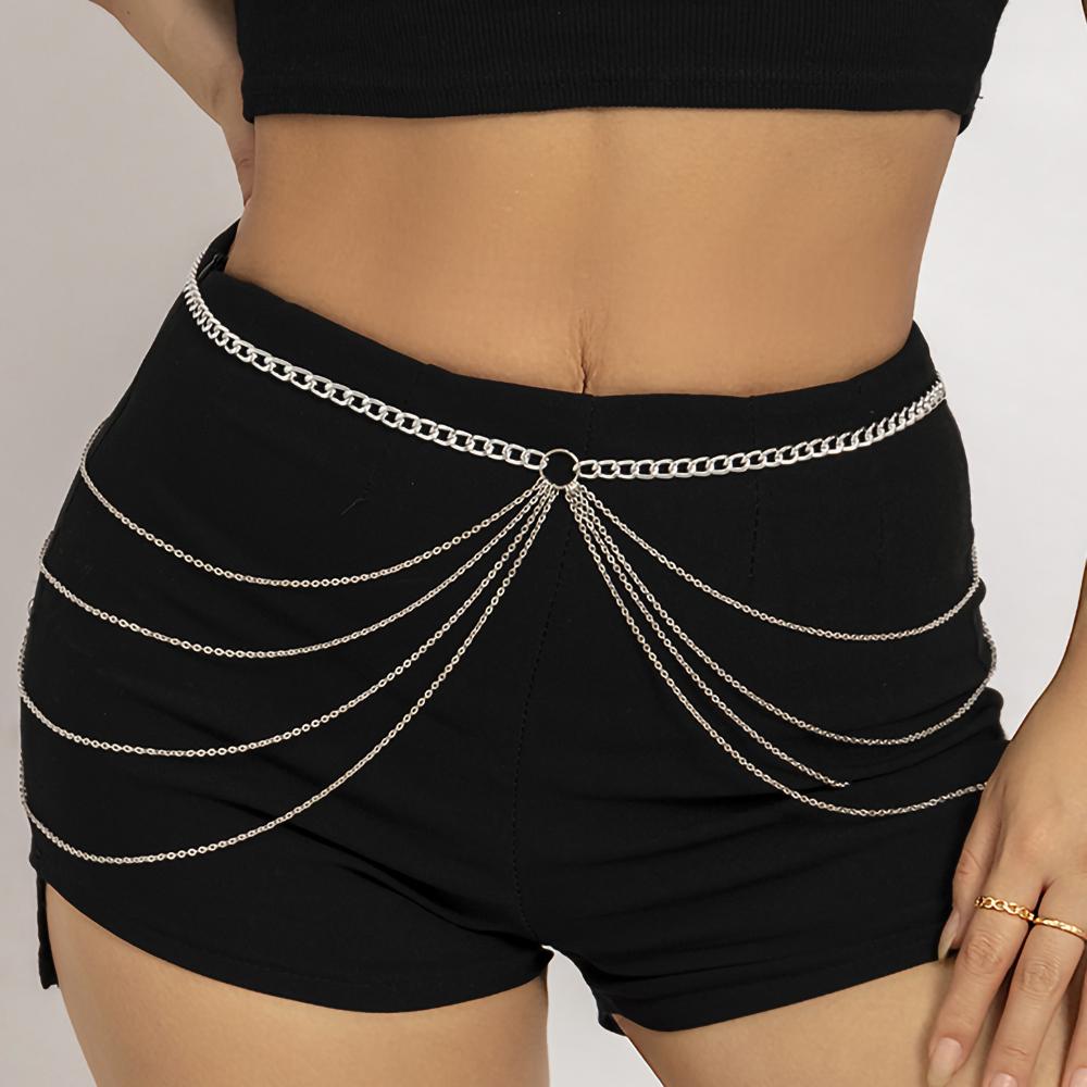 

IngeSight.Z Новая Многослойная Цепь-Пояс с Кисточками на Бедра Высокая Талия Для Женщин Золотого Цвета Металлическая Цепь Пояс Аксессуар для Вечернего Платья