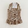 Autumn Winter Striped Lace Doll Collar Base Shirt Cute Corduroy Drawstring Vest Plush Bubble Sleeves Shoulder Strap Skirt Set