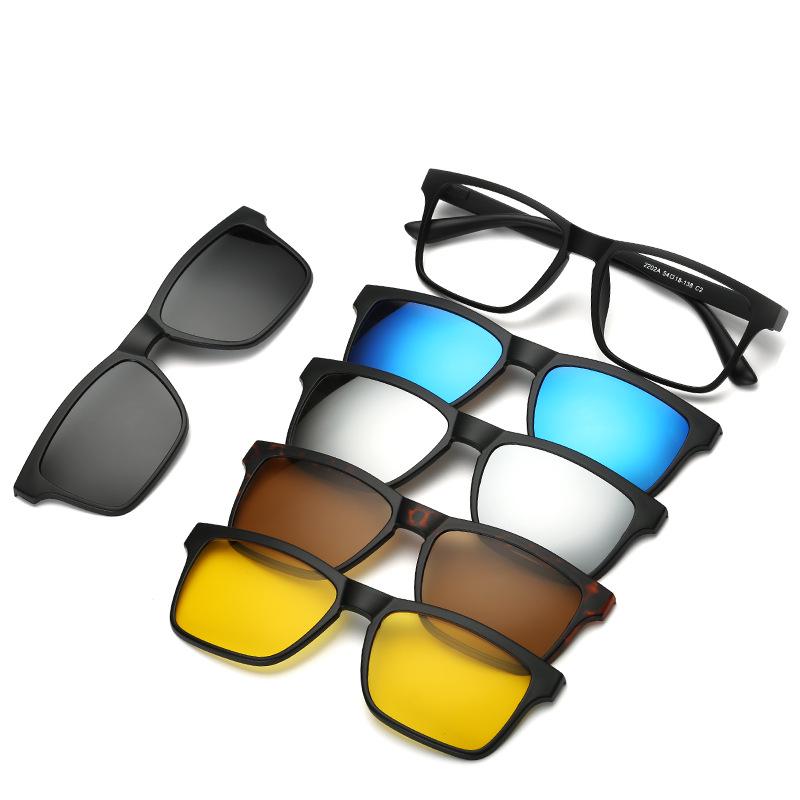 Polarized Magnetic Clip-on Sunglasses Set: Unisex TR Frame Prescription Eyeglass & Sunglasses Combo