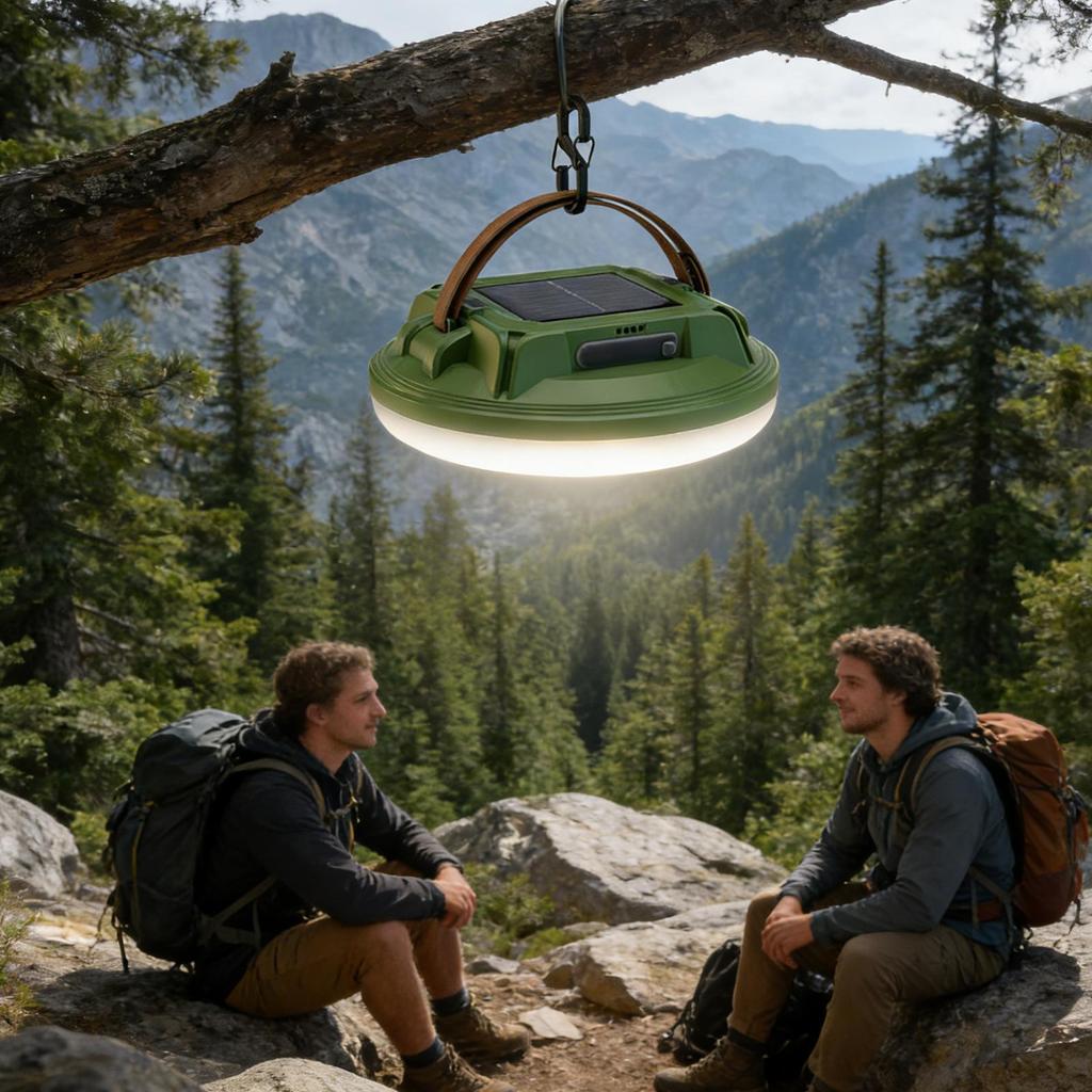 Solar Camping Lantern 4-Mode Waterproof Rechargeable Super Bright LED Camping Lights for Outdoor Hiking Backpacking Tent Night