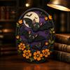 Rustic Fall Home Accents Halloween Oval Wall Sign, Layered Wooden Decor Cute Ghost Bat Theme Door Decorations Pumpkin Witch Designs, Festive
