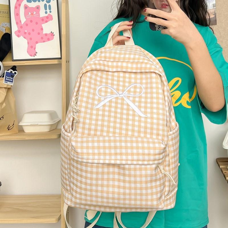 School bag women's summer small fresh ins style bow fashionable and simple junior high school students class travel backpack