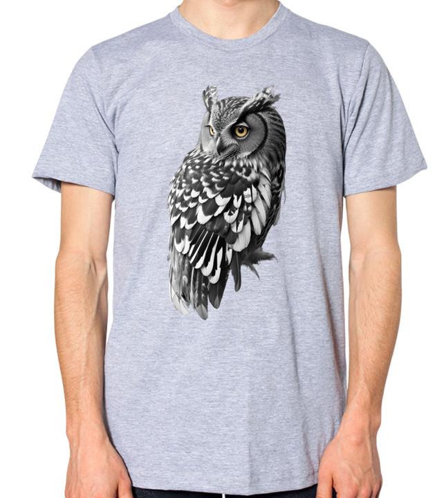 Black And White Owl T-Shirt Men Women Unisex Top S разноцветный
